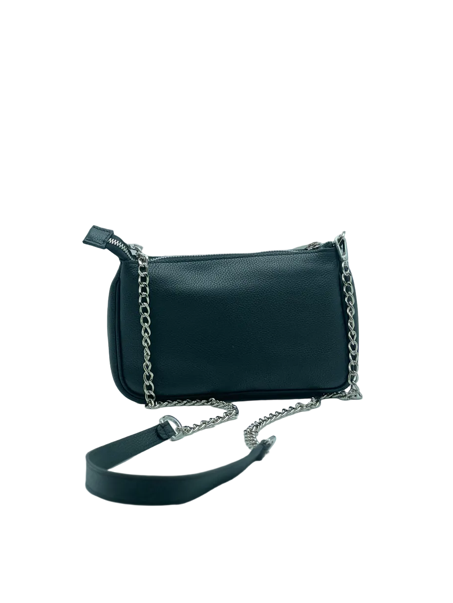 Pochette Maria in Vitello Nero Martellato - dettaglio texture - Lignani Pelletteria