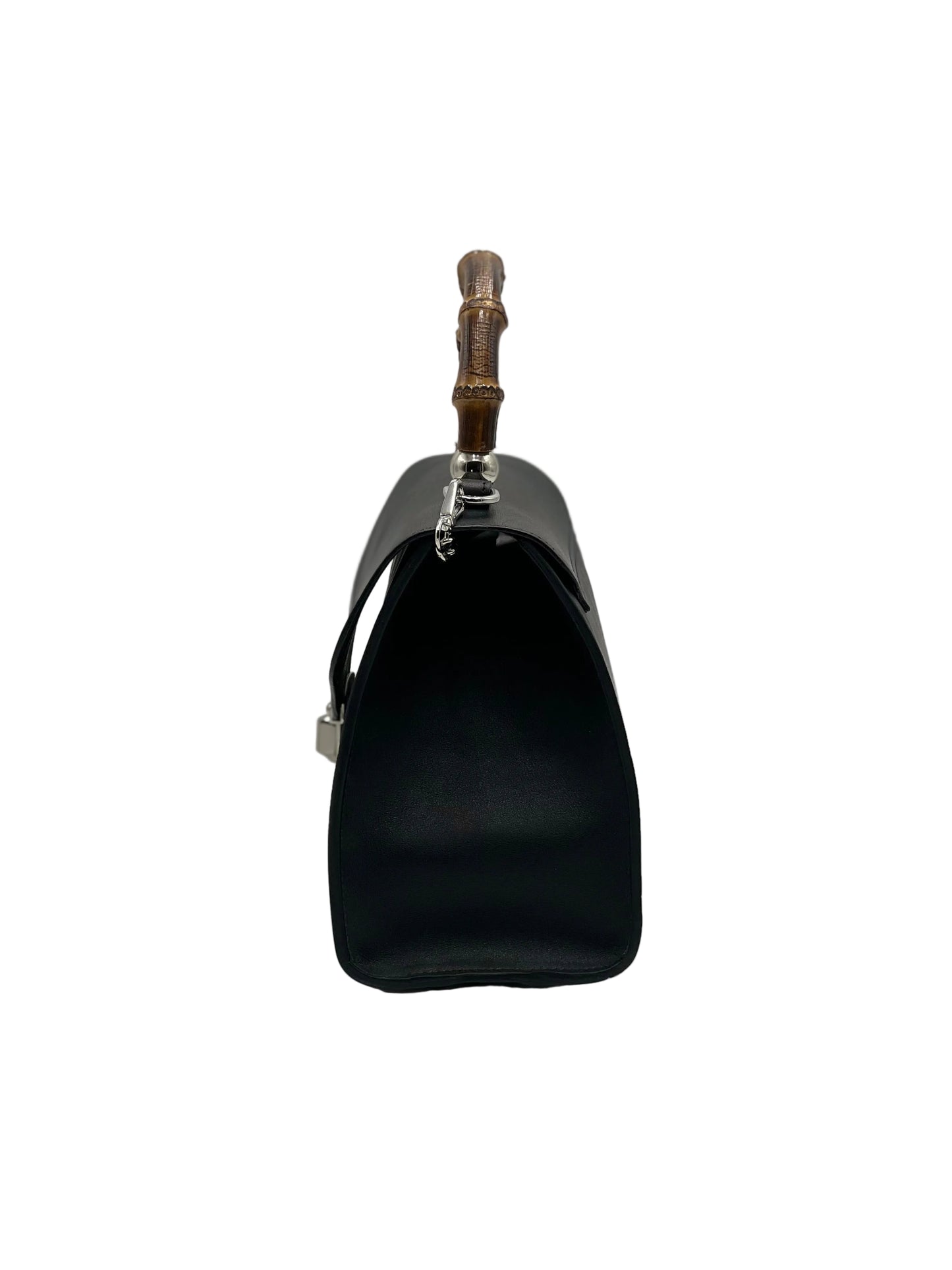 TOTEM in vitello nero liscio, borsa da donna in vera pelle italiana dal design elegante, moderno e raffinato.