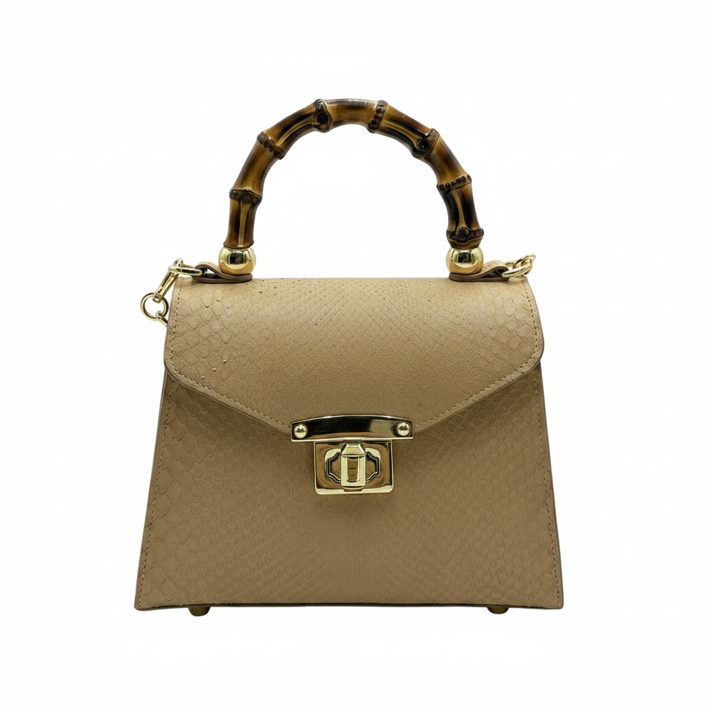 BAMBOO TOTEM IN BROWN HAMMERED CALFSKIN