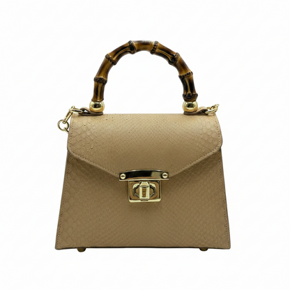 BAMBOO TOTEM IN BROWN HAMMERED CALFSKIN