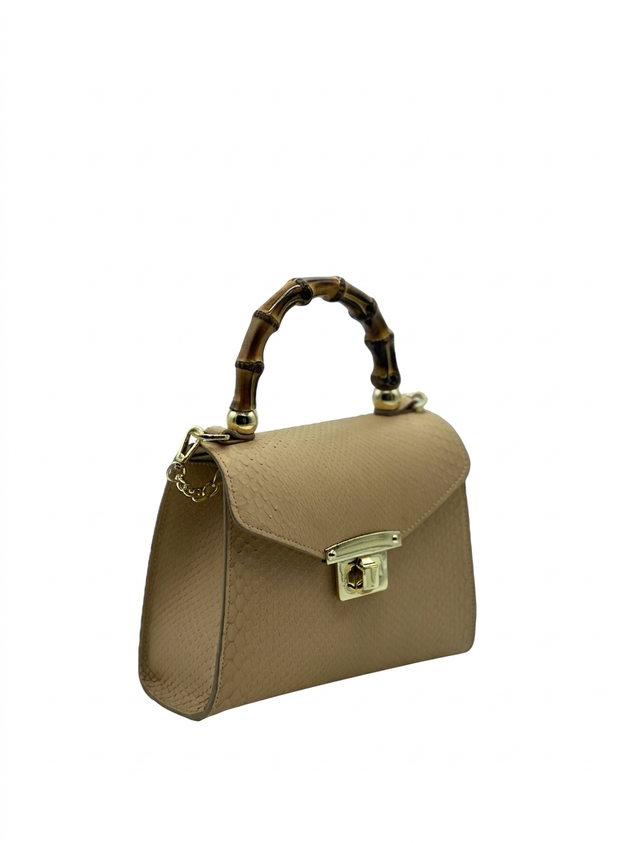 BAMBOO TOTEM IN BROWN HAMMERED CALFSKIN