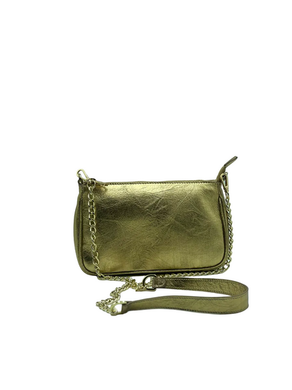 POCHETTE MARIA In Vitello Laminato Oro