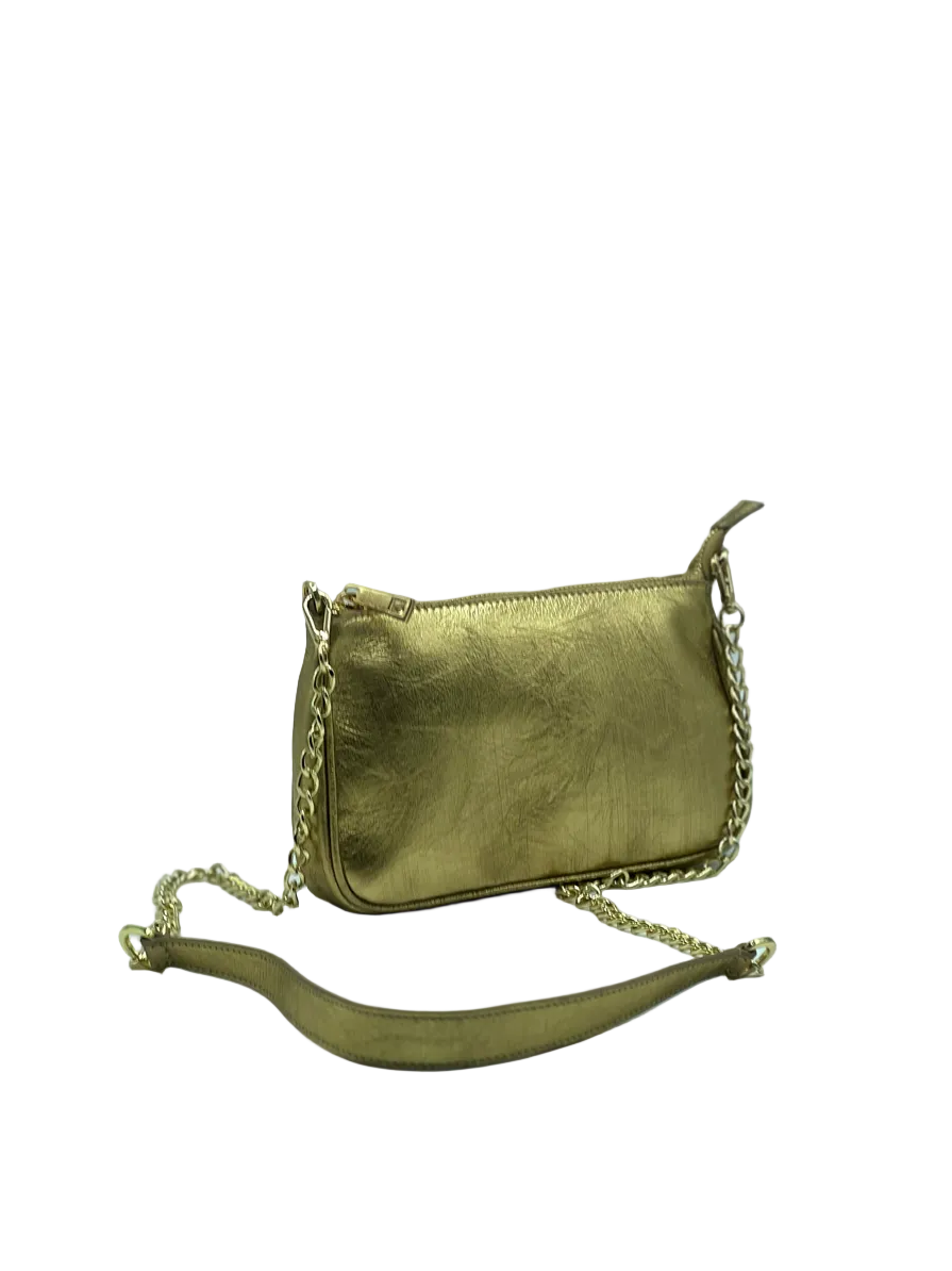 POCHETTE MARIA In Vitello Laminato Oro