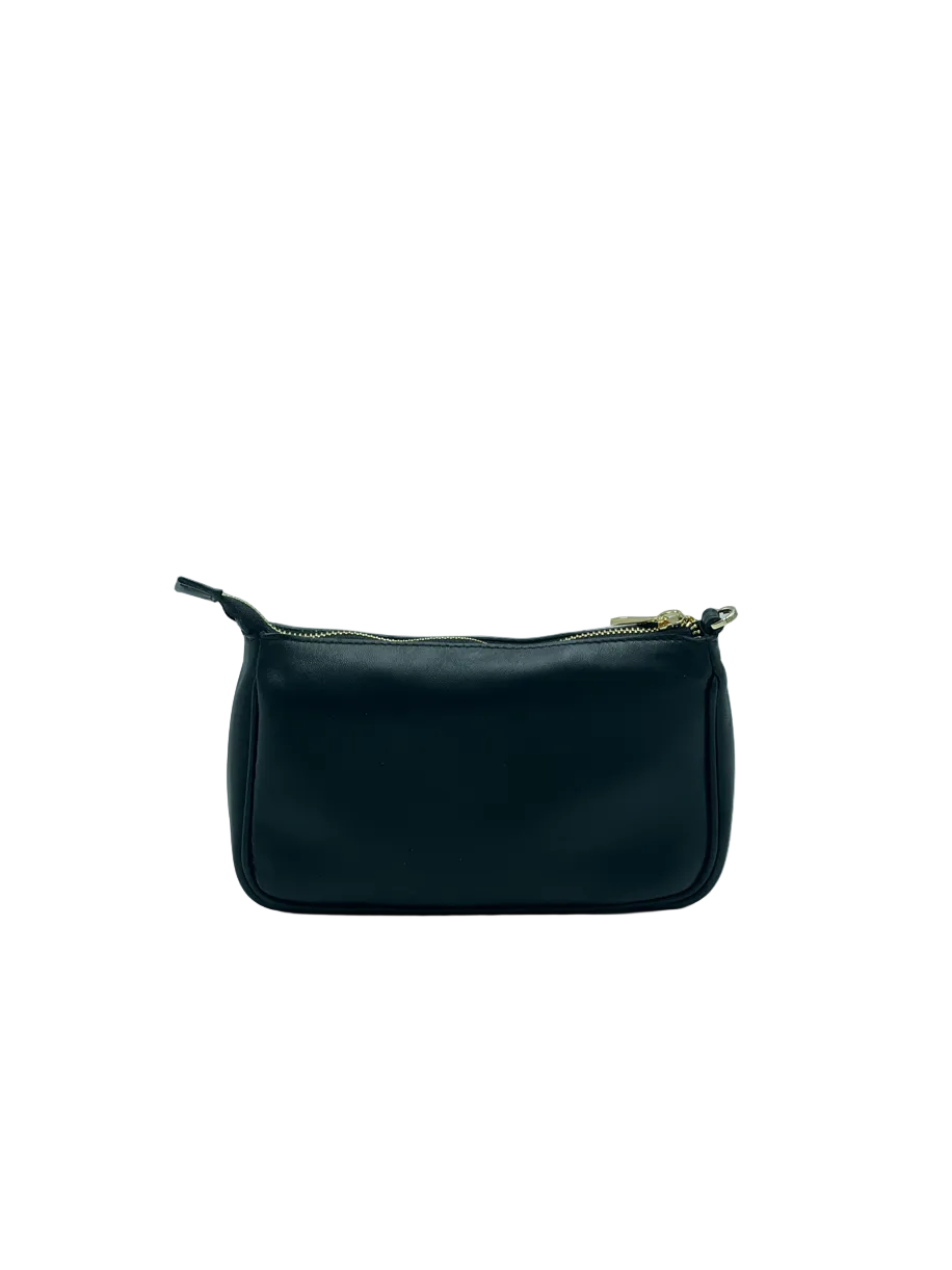 Pochette Maria in Vitello Nero Martellato - vista frontale - Lignani Pelletteria