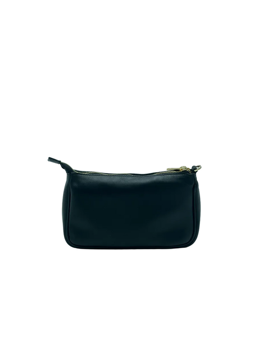 Pochette Maria in Vitello Nero Martellato - vista frontale - Lignani Pelletteria
