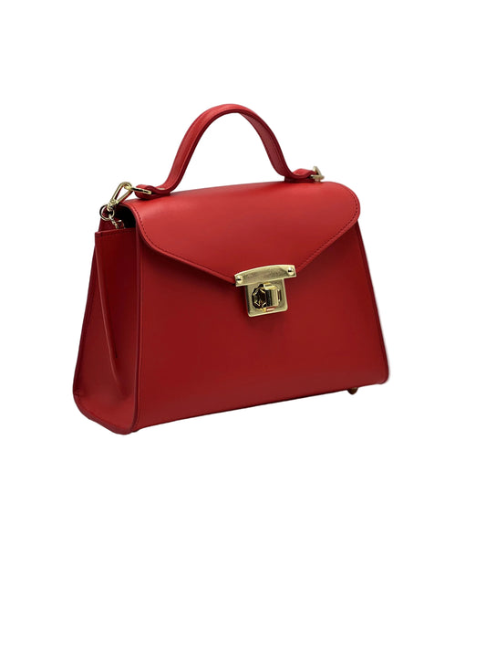 AUREA in vitello rosso, borsa elegante da donna in vera pelle italiana dal design minimal e leggero.
