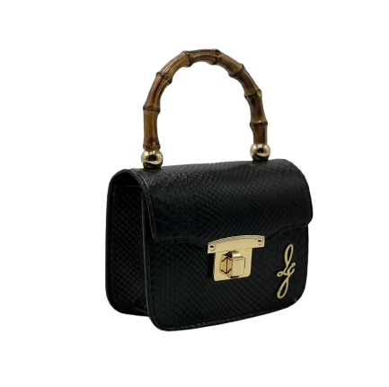 Stile Audace: La Borsa Totem Bamboo in Pitone Nero Opaco