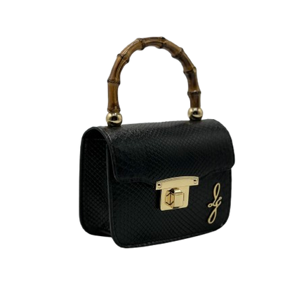 Stile Audace: La Borsa Totem Bamboo in Pitone Nero Opaco