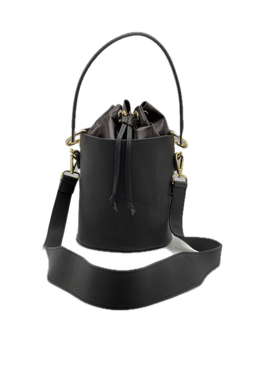 Samy Bucket Bag in Black Calfskin