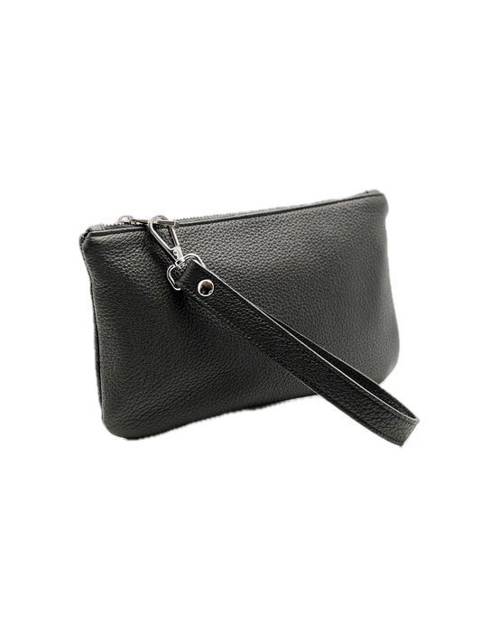 Pochette Uomo in Vitello Martellato Nero