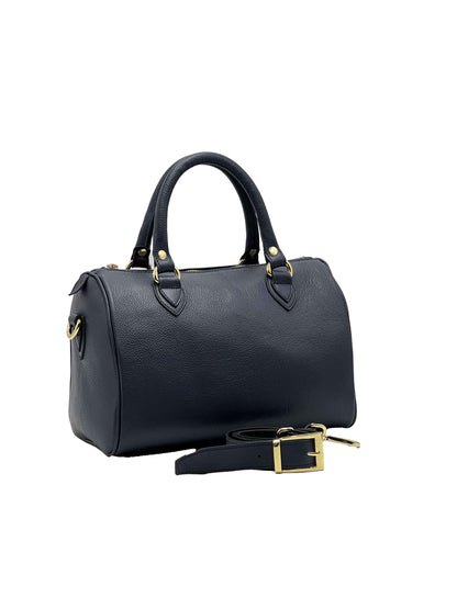 Bauletto In Vitello Blu Navy Martellato