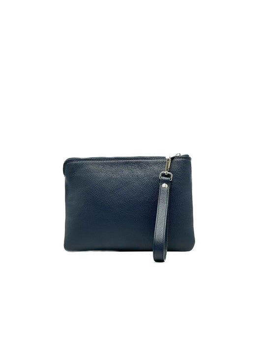 Pochette Uomo in Vitello Martellato Blu Navy