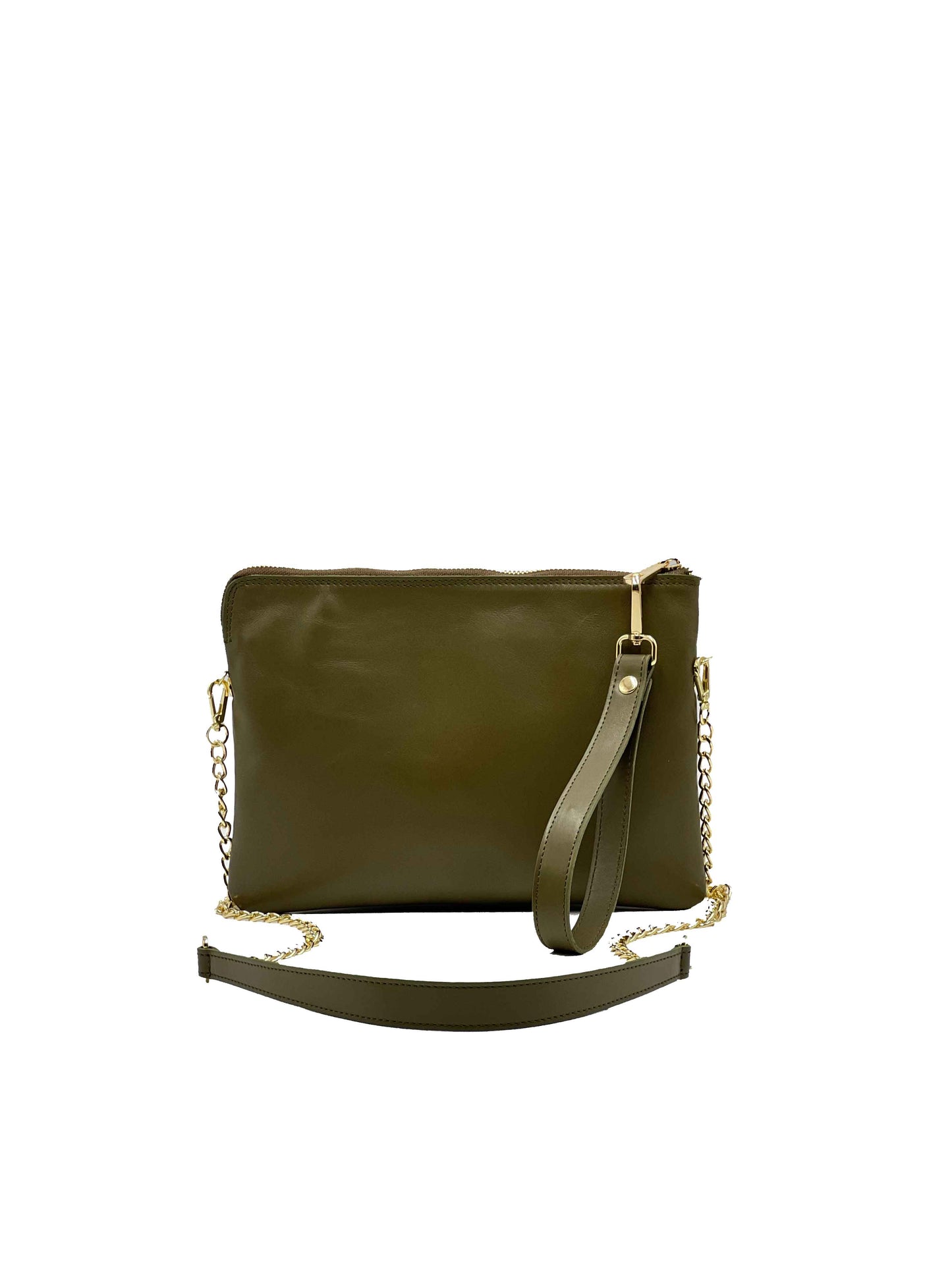 Pochette Donna con Tracolla in Vitello Liscio Military